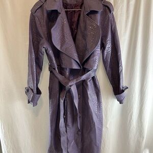 Nasty Gal Purple Textured Vinyl Trenchcoat Sz 8 Unique Rare